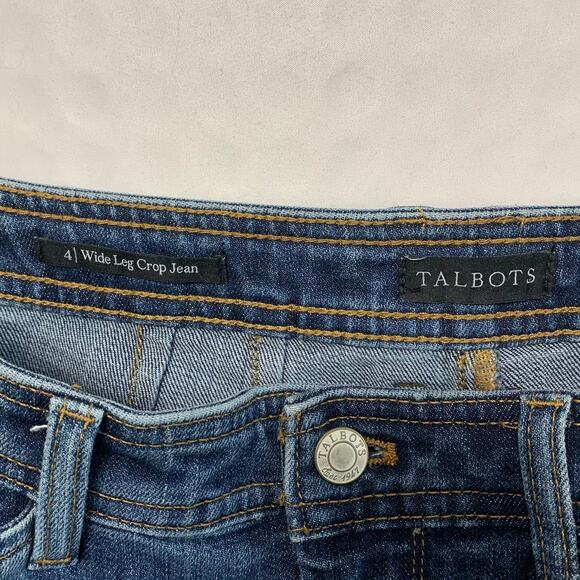 Talbots Denim Wide Leg Cropped Jean Women's Sz 4 High Waist Cotton Blend Stretch - Picture 3 of 4